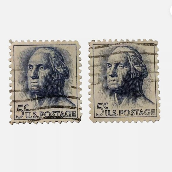 1962 George Washington 5-cent Blue Stamp Set of 2 Used Stamps - Picture 1 of 5